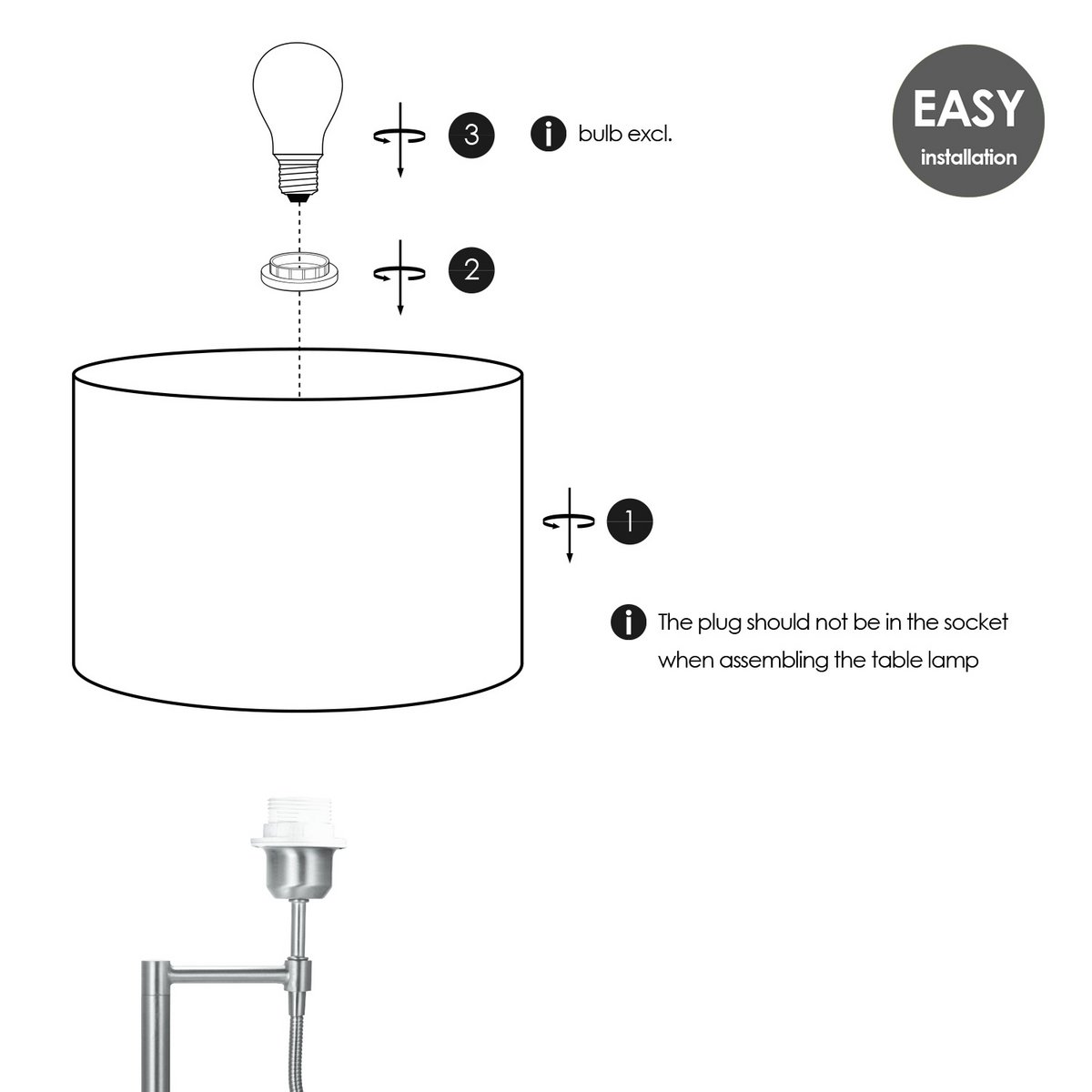 Home Sweet Home Table lamp Read, LED Reading lamp, E27, black 35x35x47cm