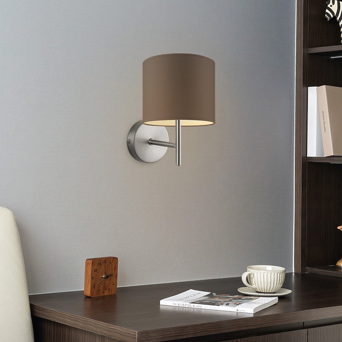 Home Sweet Home Wall Lamp - Mati including Lampshade E27 taupe 20x17cm