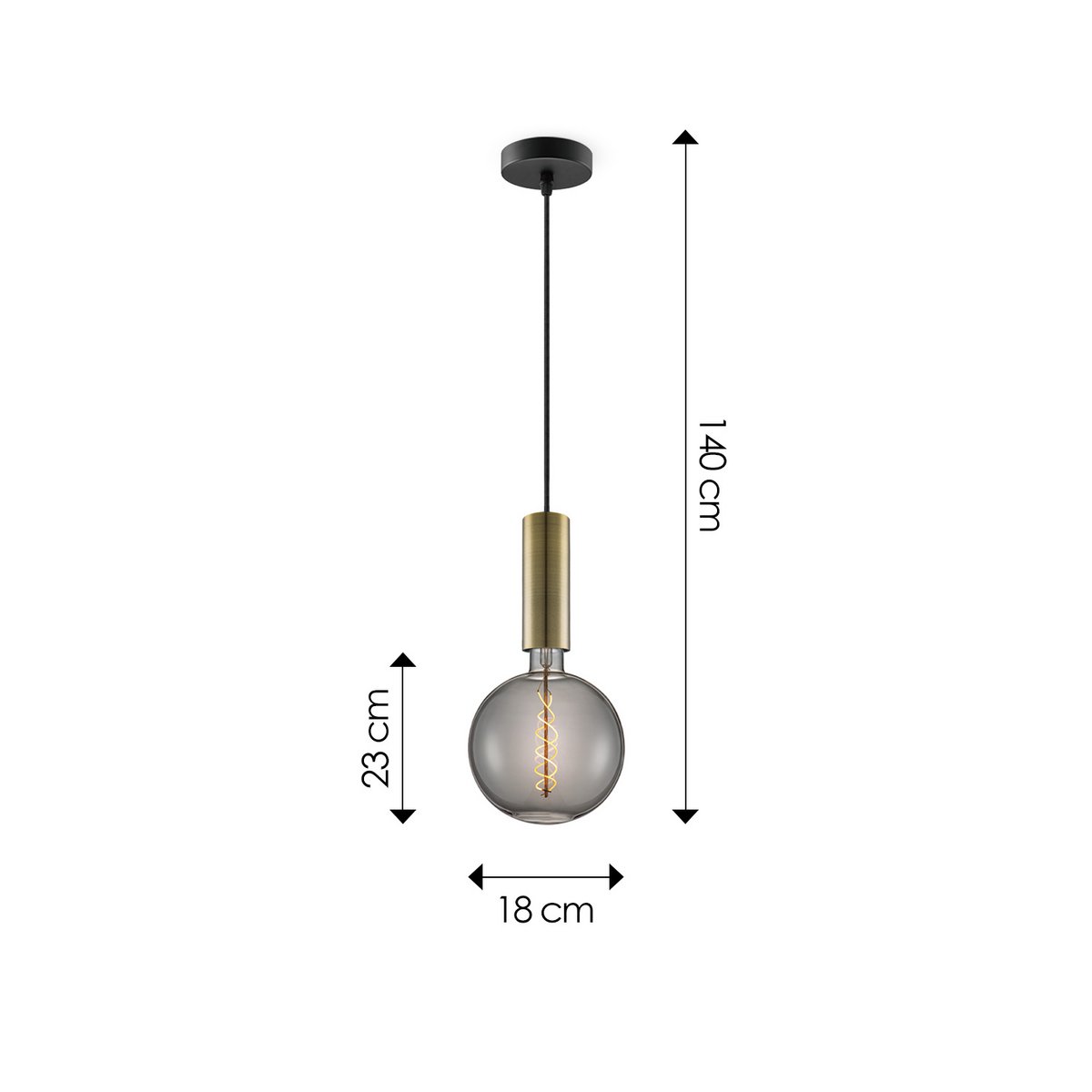 Home Sweet Home hanging lamp bronze Saga - G180 - dimmable E27 smoke