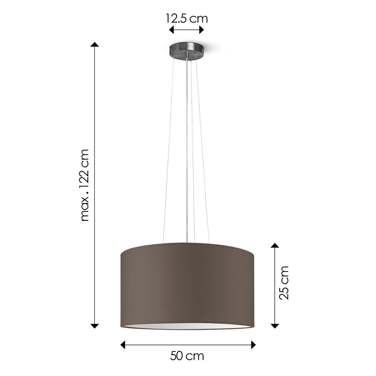 Home Sweet Home hanging lamp Hover with lampshade, E27, taupe, 50cm