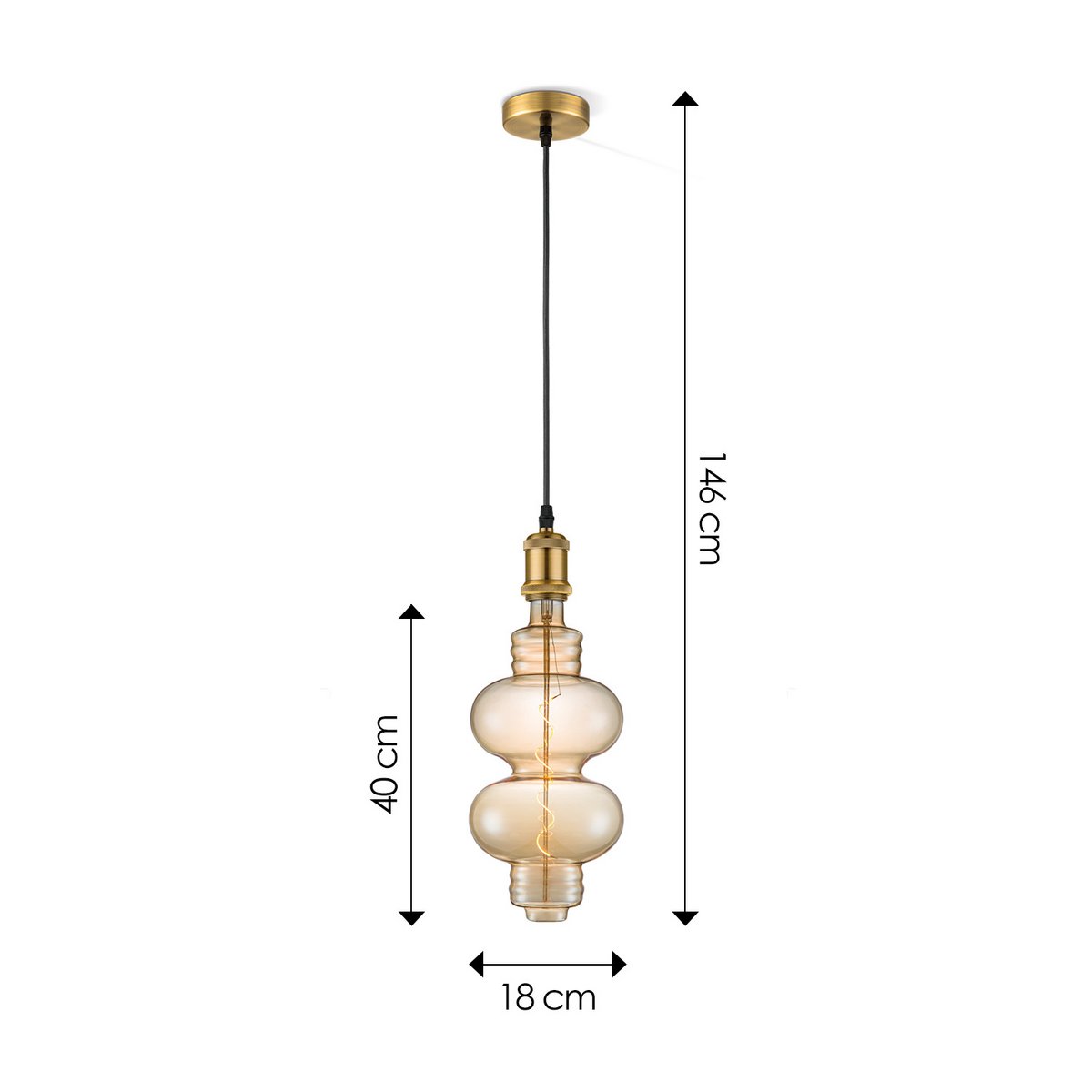 Home Sweet Home hanging lamp vintage Diabolo - G180 dimmable E27 amber