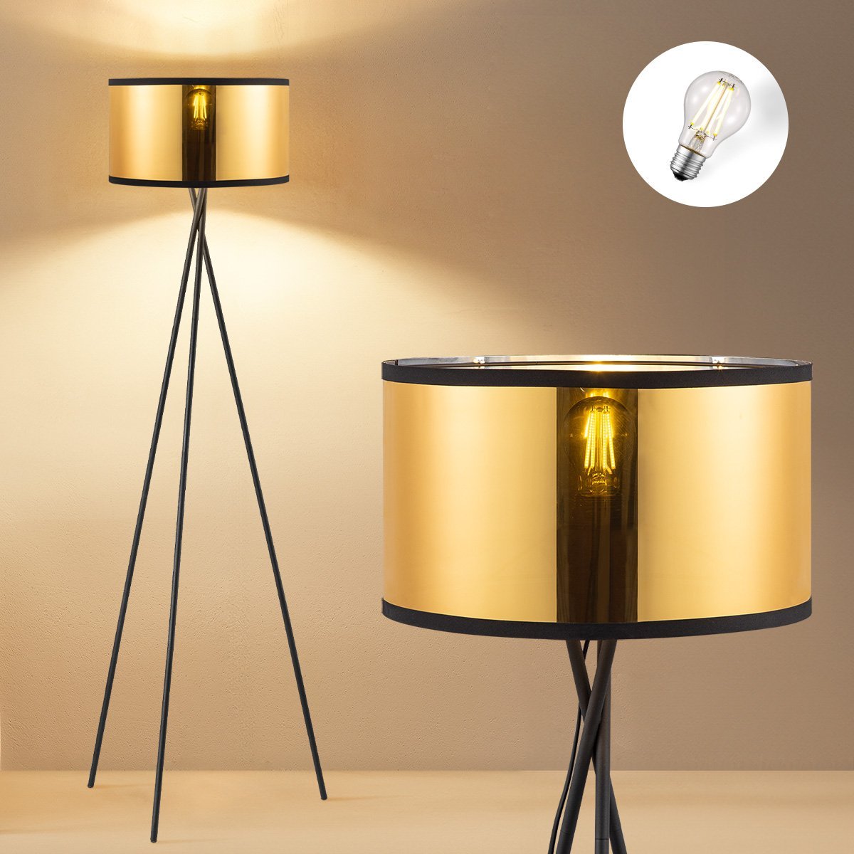 Home Sweet Home Modern Floor Lamp - Lampshade gold - 53x53x138