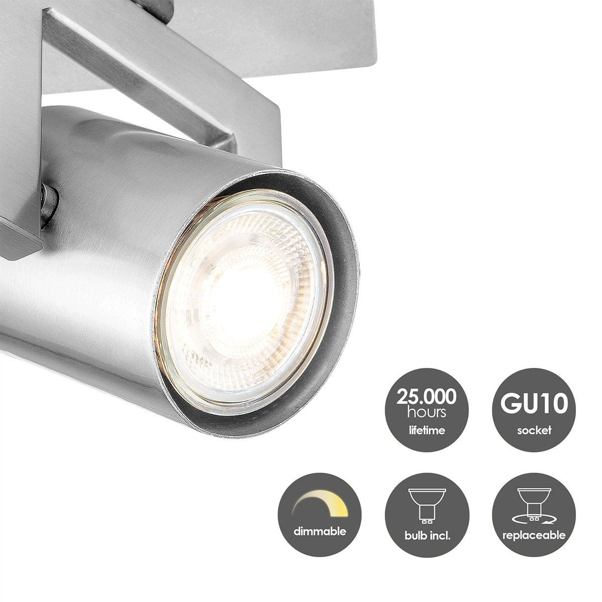 Home Sweet Home Surface-mounted spotlight Concrete 4 - incl. dimmable LED lamp - concrete