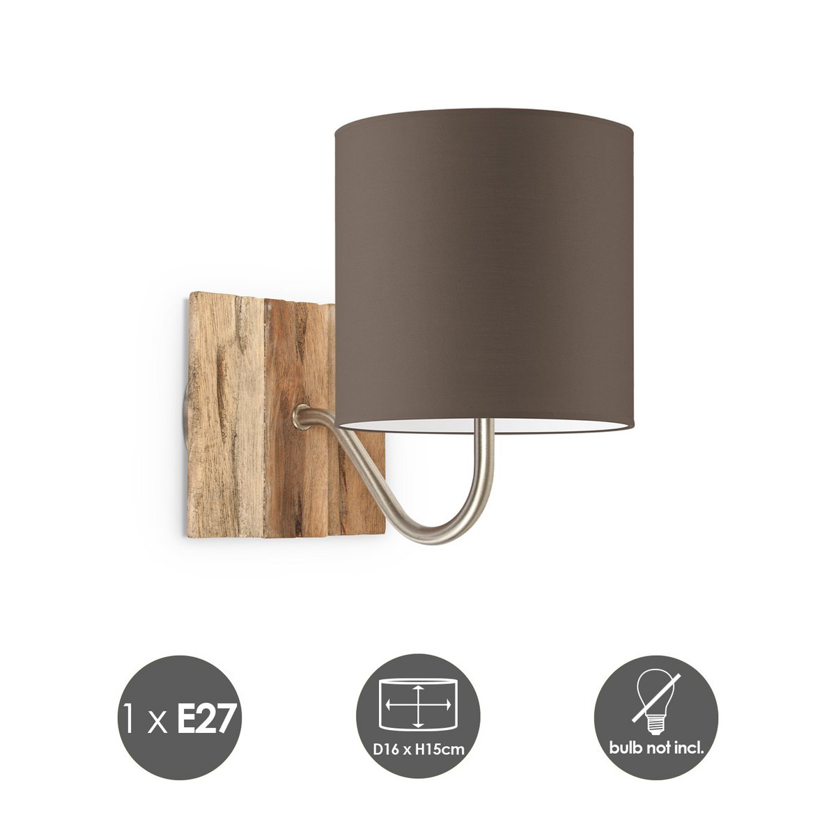 Home Sweet Home Wall Lamp - Drift E27 Lampshade taupe 16cm