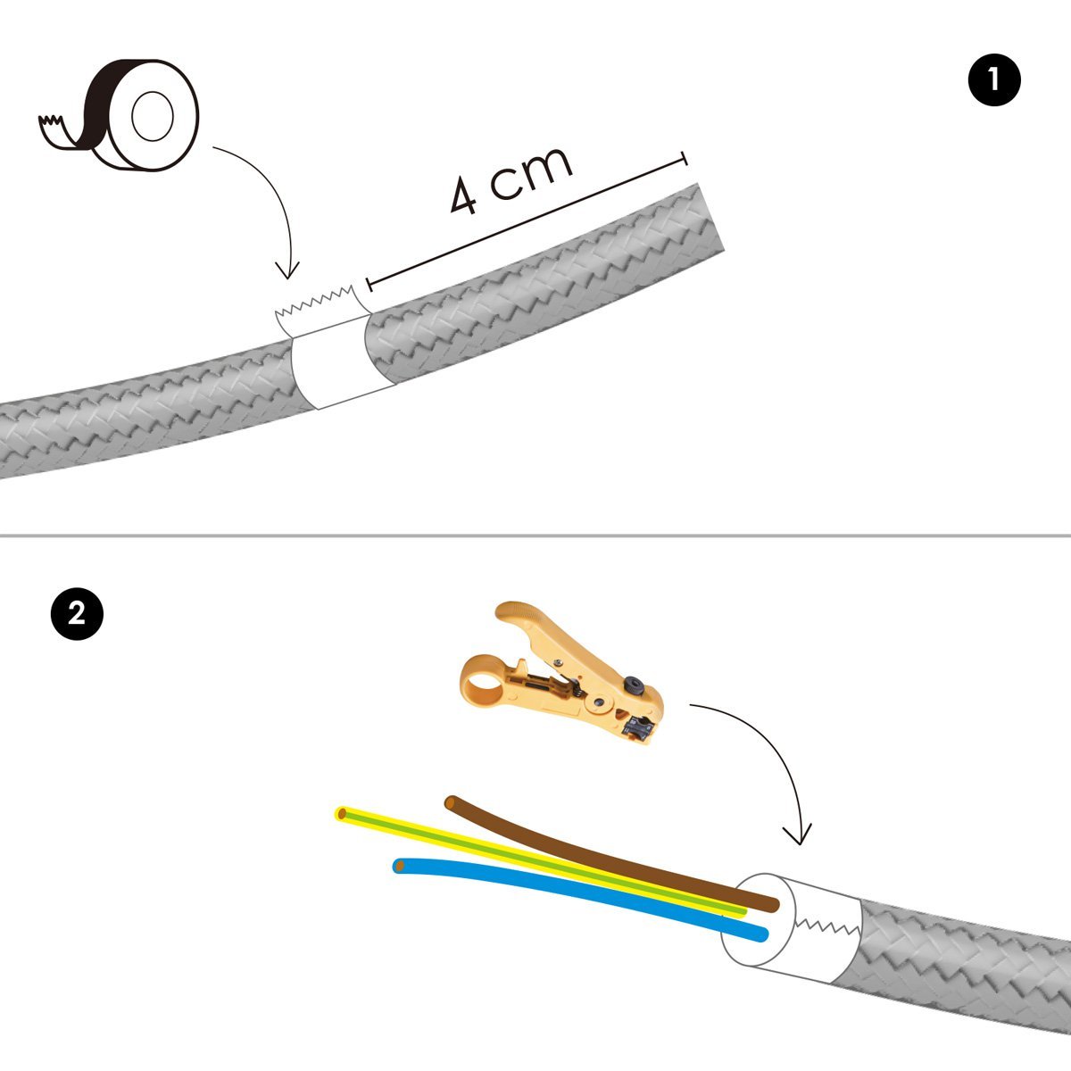 Home Sweet Home Twisted iron cord, black, roll of 30 meters.