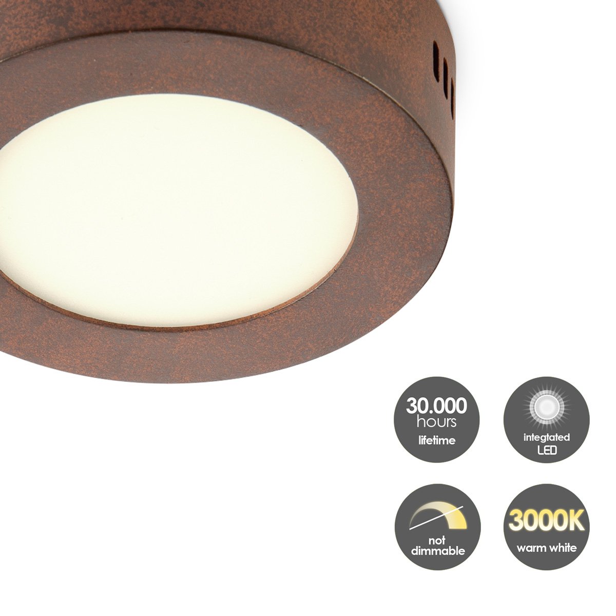 Home Sweet Home LED Ceiling Lamp Ska - Rust - Round 12/12/3.6cm