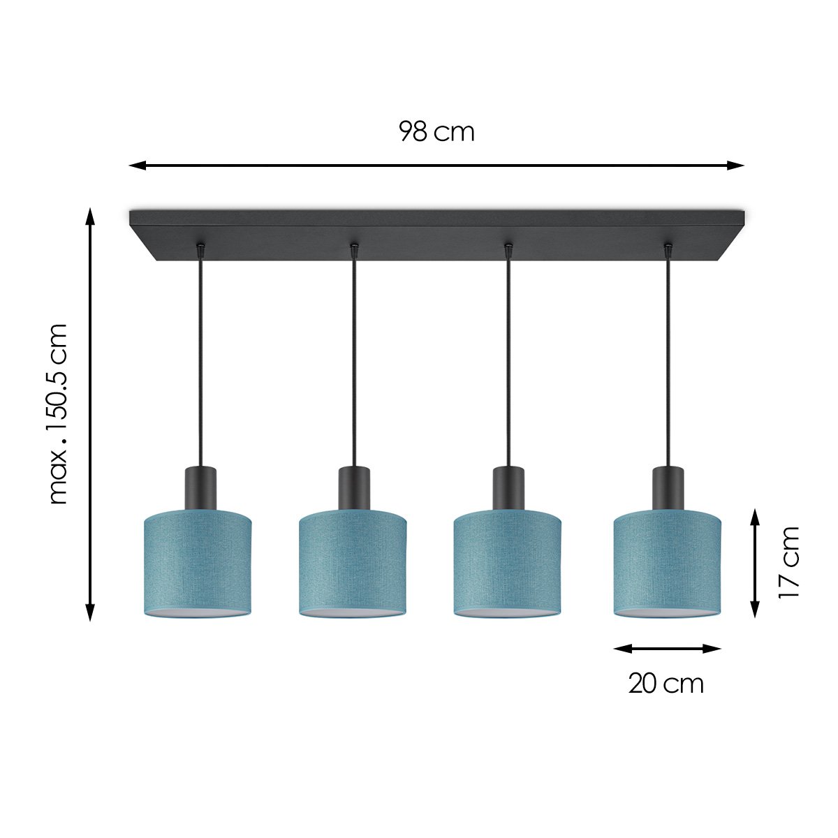 Home Sweet Home hanging lamp Canvas-Xxl Bar 4L-Petrol Blue-20cm