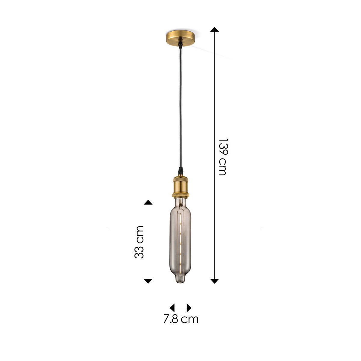 Home Sweet Home hanging lamp bronze vintage Tube - G78 - dimmable E27 smoke