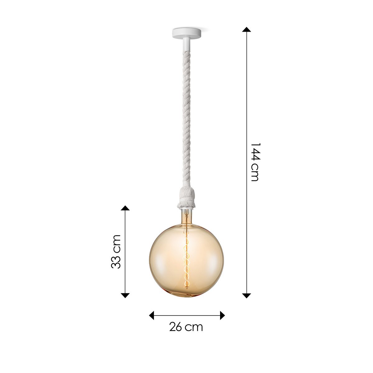 Home Sweet Home hanging lamp white Leonardo Globe - - dimmable E27 amber