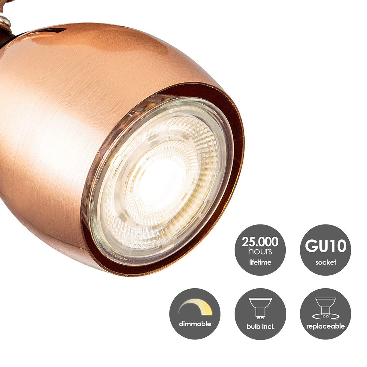 Home Sweet Home LED Surface-mounted spotlight Novi 4 - incl. dimmable LED lamp - Copper