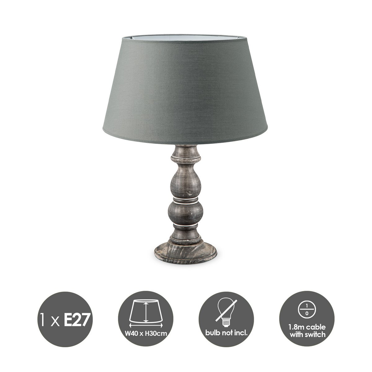 Home Sweet Home Brown Table Lamp Largo with Anthracite-colored Lampshade