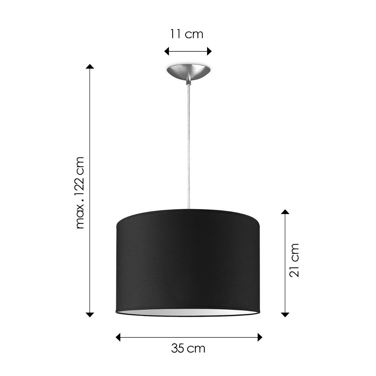 Home Sweet Home hanging lamp Bling with lampshade, E27, black, 35cm