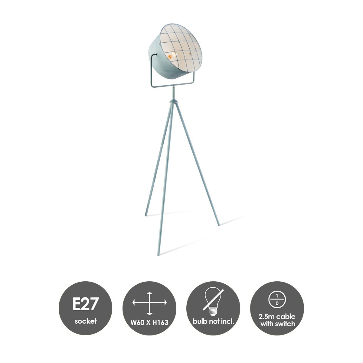 Home Sweet Home Clemento 163 - Industrial Floor Lamp Concrete