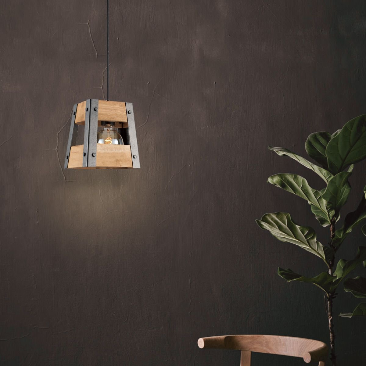 Home Sweet Home Hanging lamp Barn - wood - 18x18x126cm