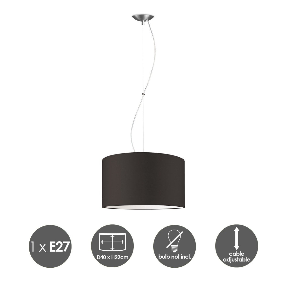 Home Sweet Home hanging lamp Deluxe with lampshade, E27, chocolate, 40cm