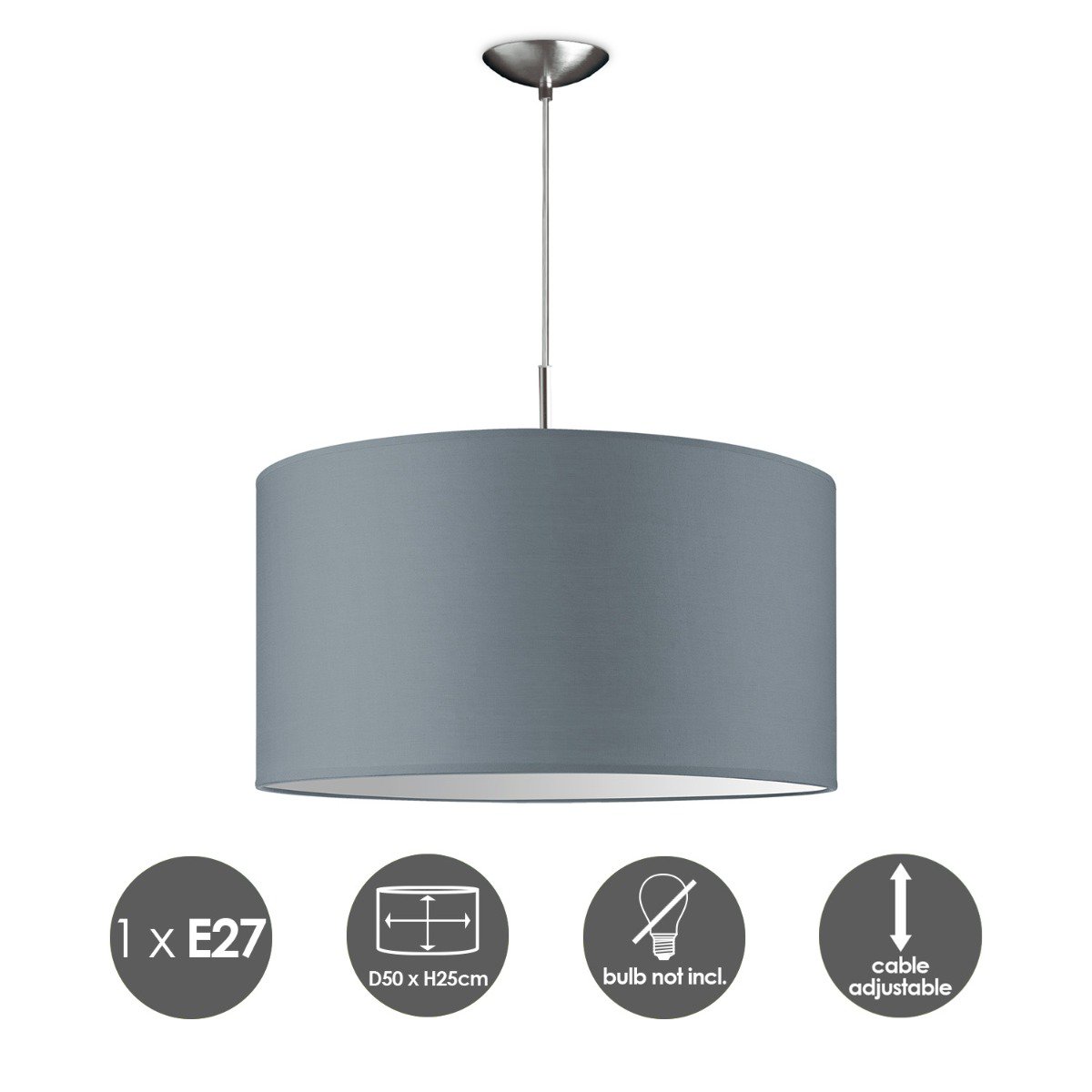 Home Sweet Home hanging lamp Tube Deluxe, E27, gray, 50cm