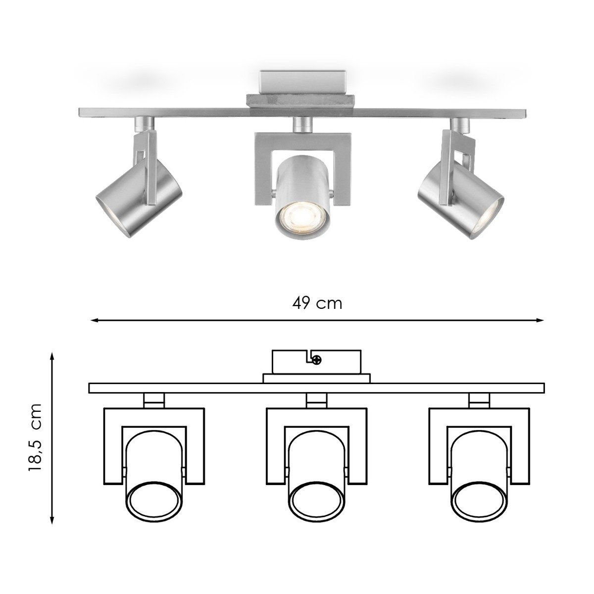 Home Sweet Home Surface-mounted spotlight Concrete 3 - incl. dimmable LED lamp - concrete