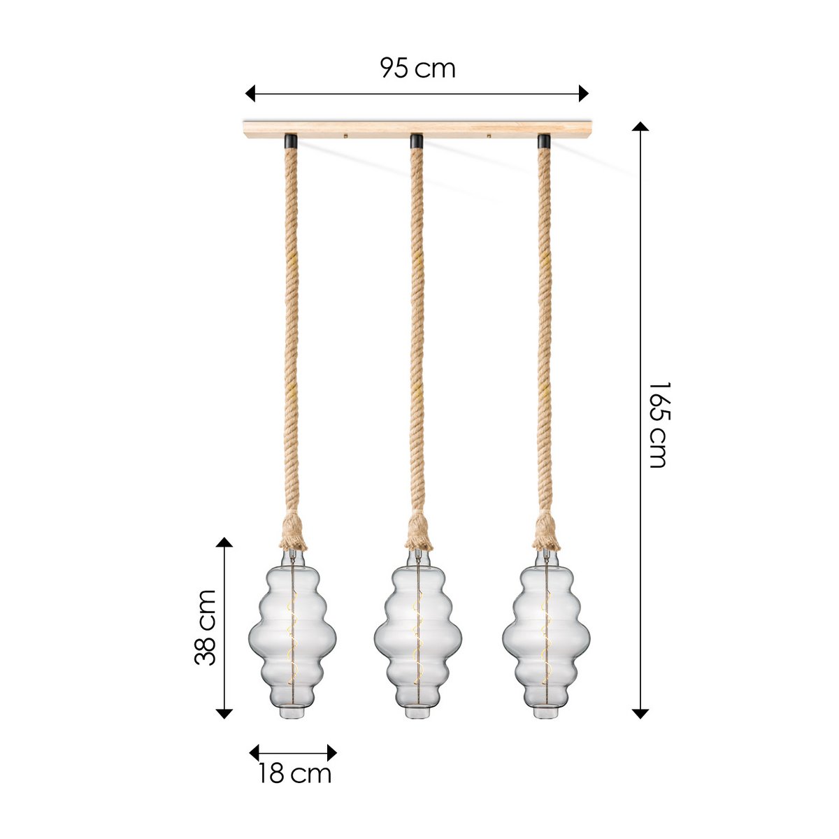 Home Sweet Home hanging lamp Leonardo Cloud - 3L dimmable E27 clear