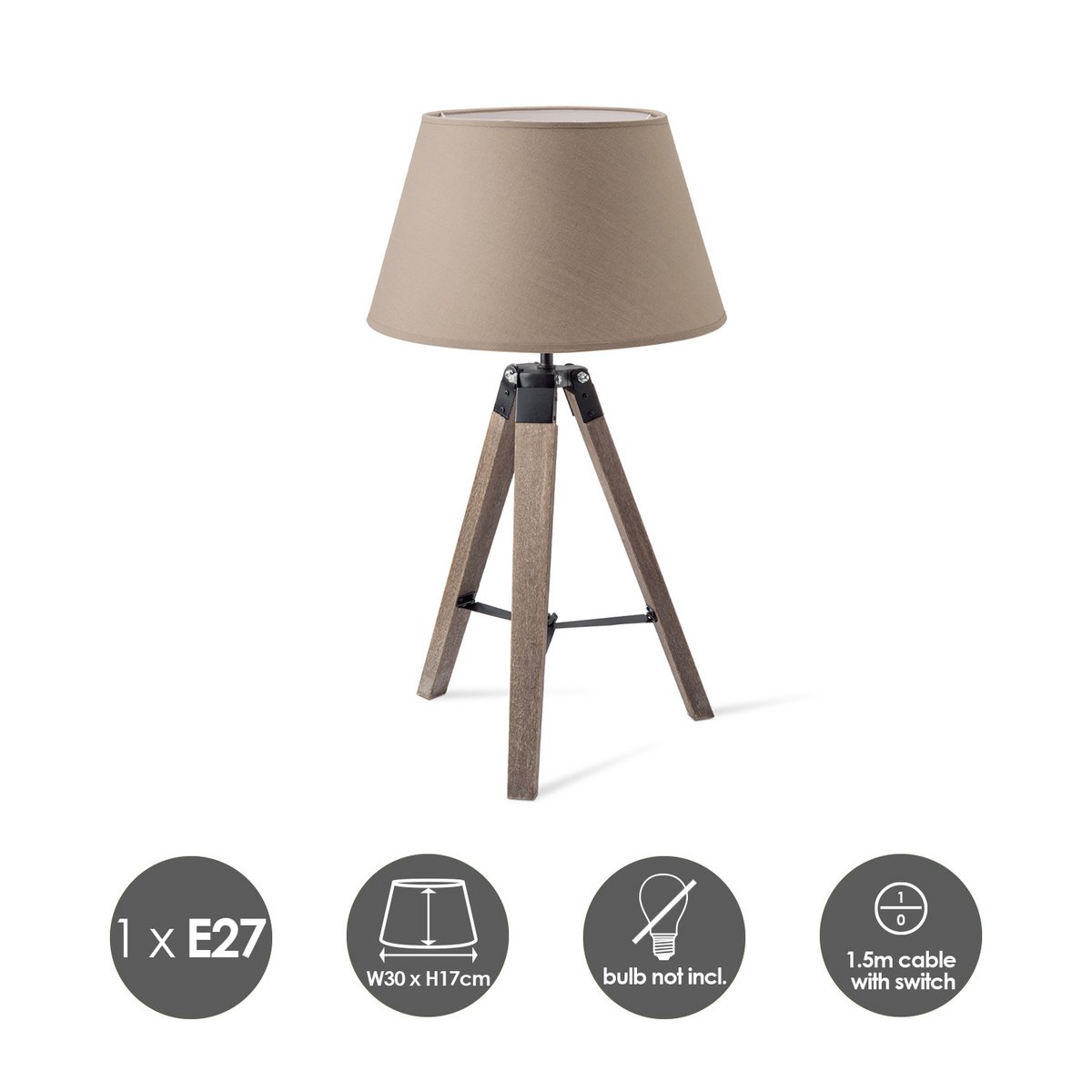 Home Sweet Home Table Lamp Largo - Natural Lamp base - taupe