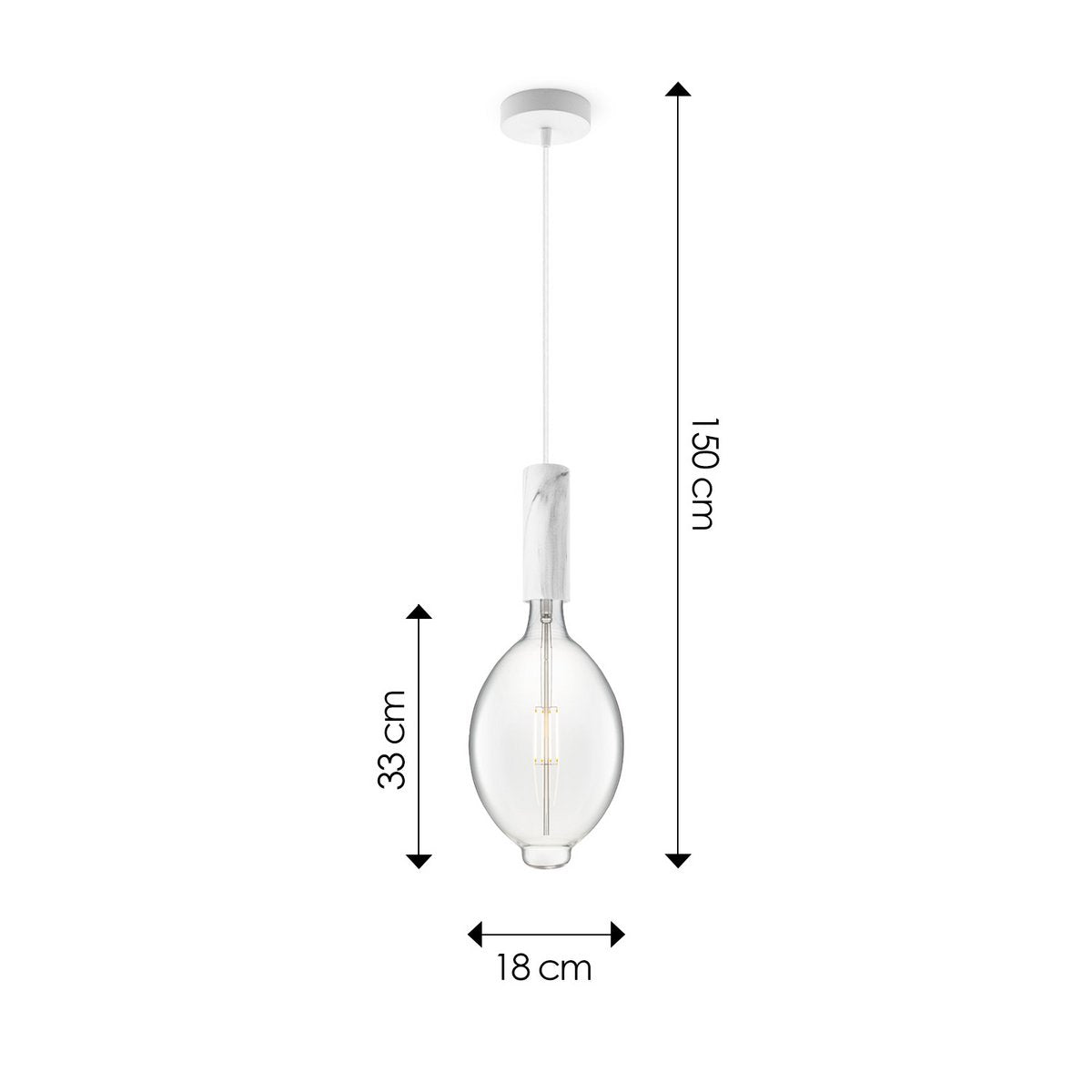 Home Sweet Home hanging lamp Marble Saga Oval - G180 - dimmable E27 clear