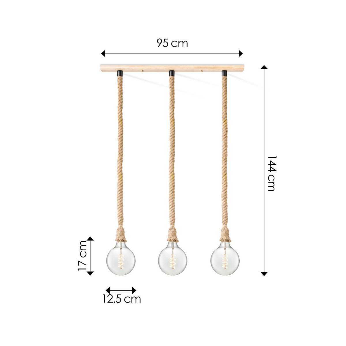 Home Sweet Home hanging lamp Leonardo - 3L G125 - dimmable E27 clear