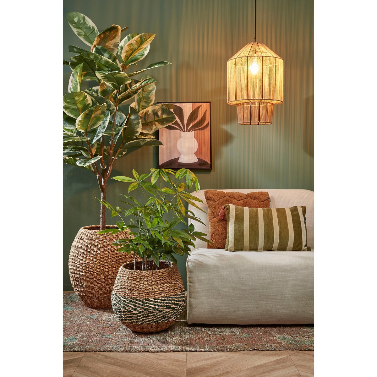 Elsa Hanging Lamp - H49 x Ø35 cm - Jute - Light brown