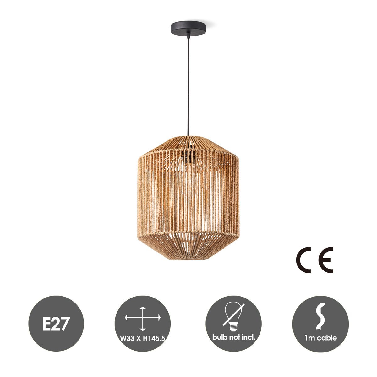 Home Sweet Home Hanging lamp Brisa - wood - 33x33x146cm