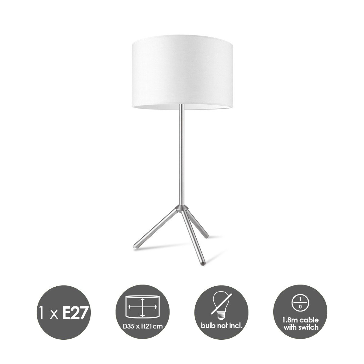 Home Sweet Home Table lamp Bling - Karma, E27, white, 35x35x45.5cm