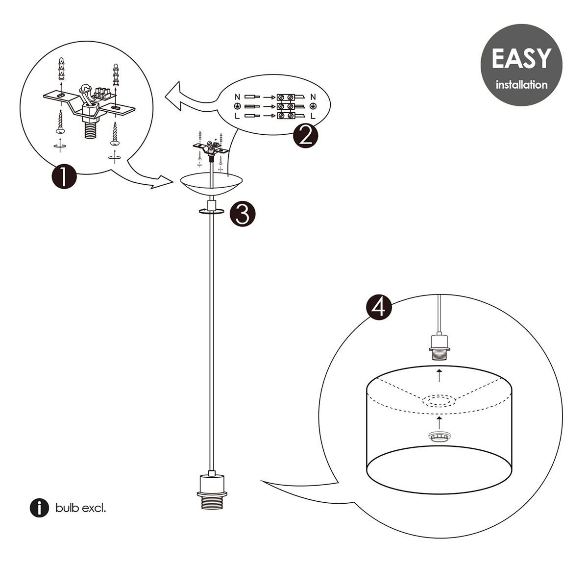 Home Sweet Home lighting pendant Basic 11/11/100cm-Brushed steel