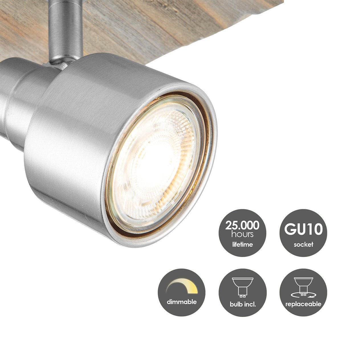 Home Sweet Home LED Wall Spot Drift - incl. dimmable LED lamp - wood