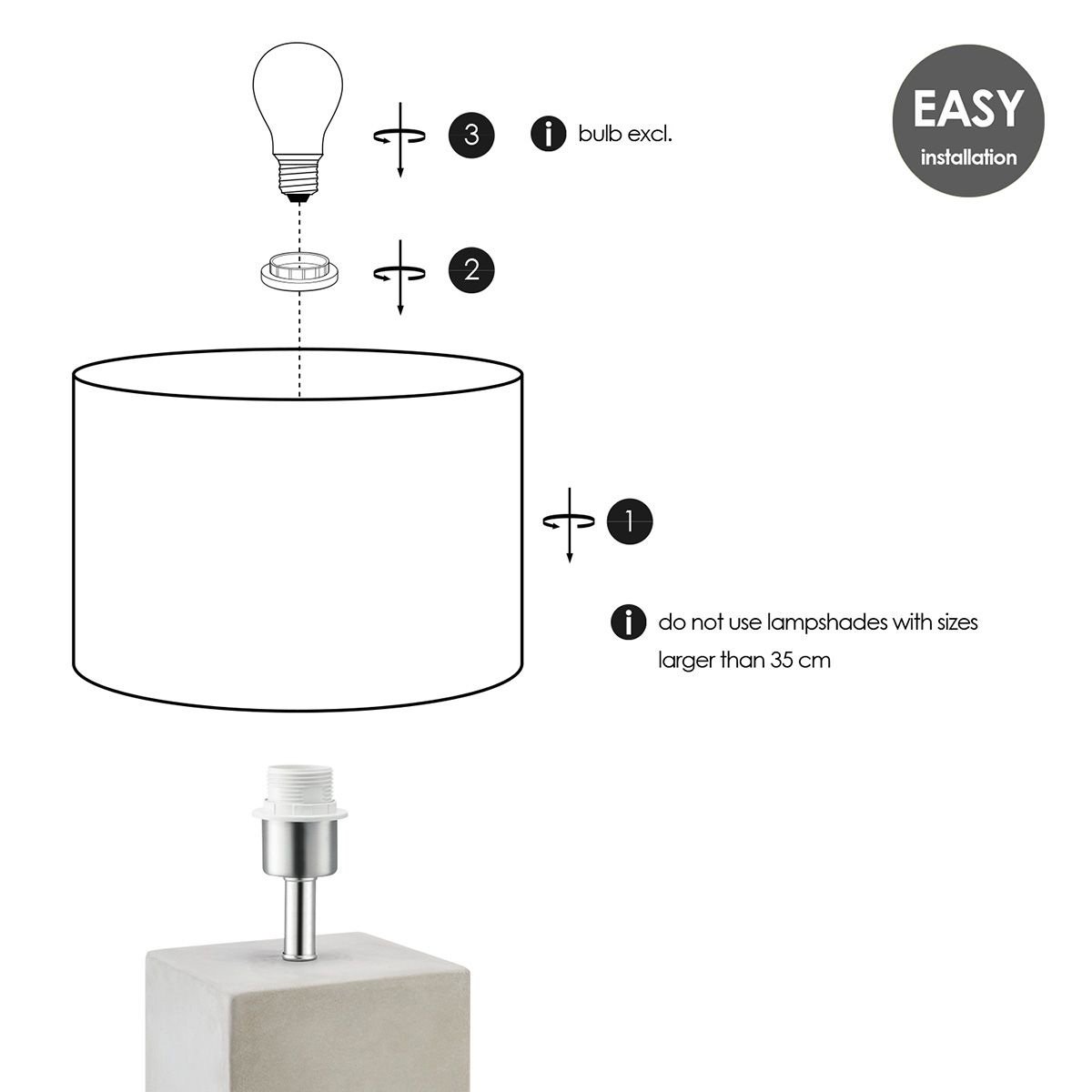 Home Sweet Home table lamp base Pillar 11/11/32cm - Concrete