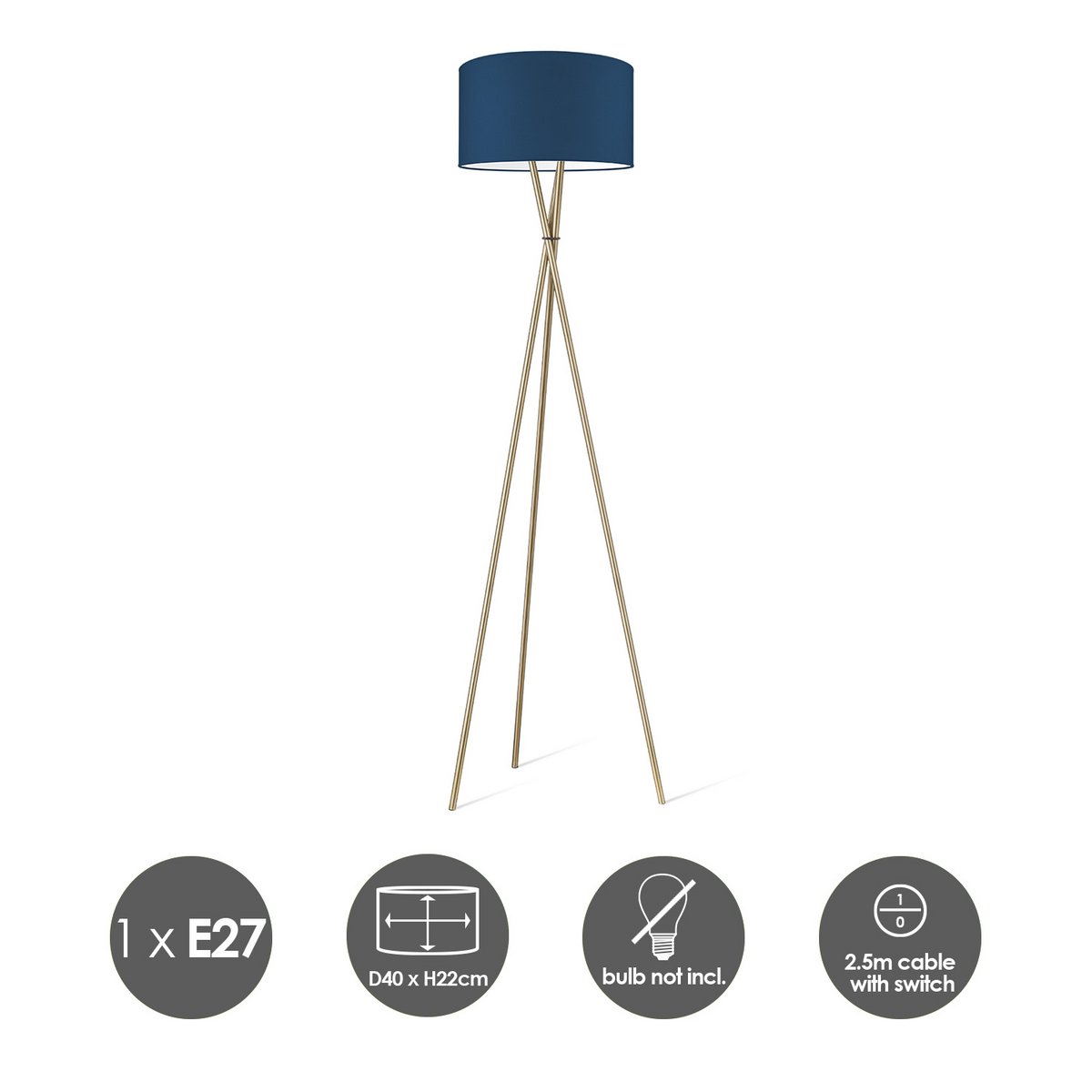 Home Sweet Home floor lamp Bling-Legs Bronze-Dark Blue-40cm