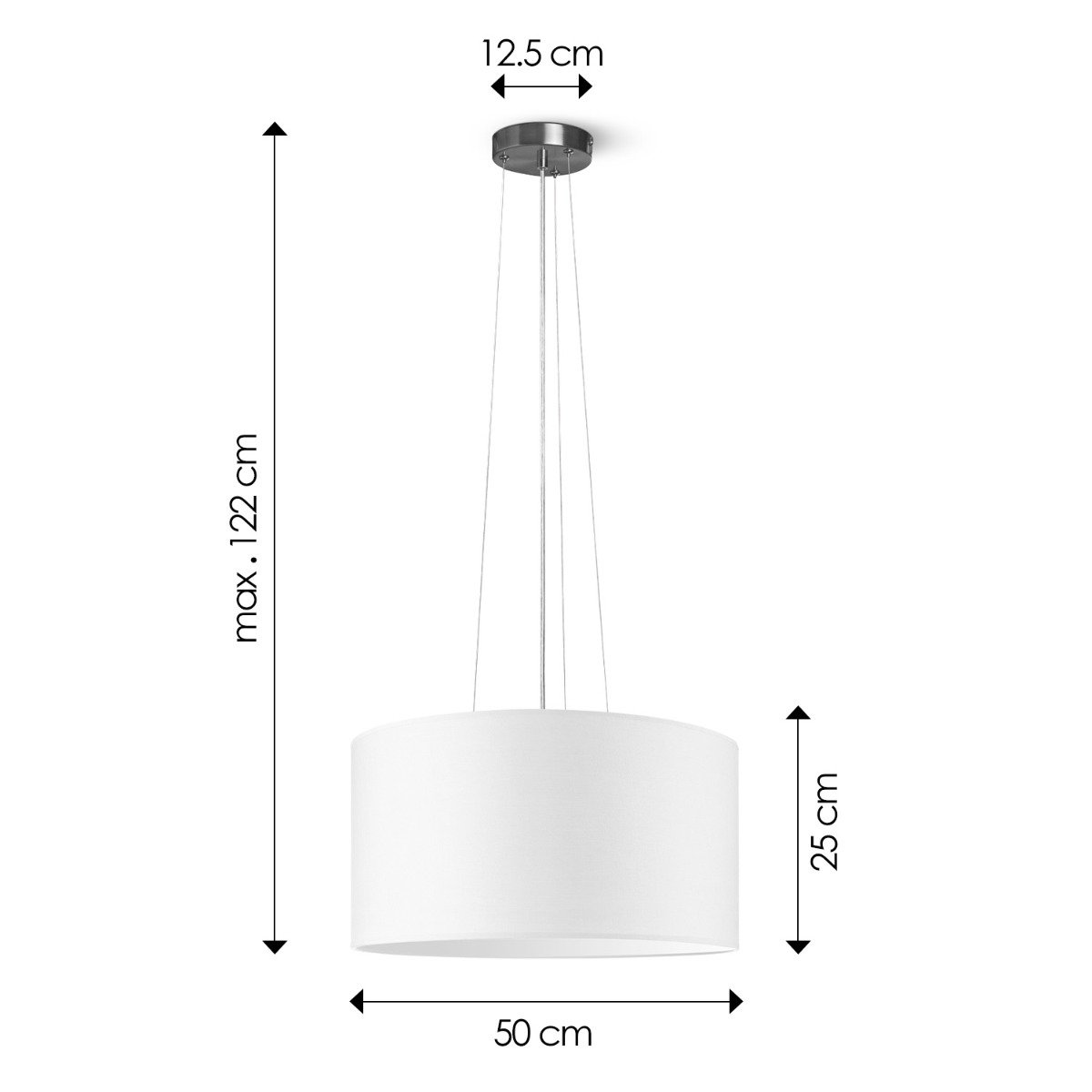 Home Sweet Home hanging lamp Hover with lampshade, E27, white, 50cm