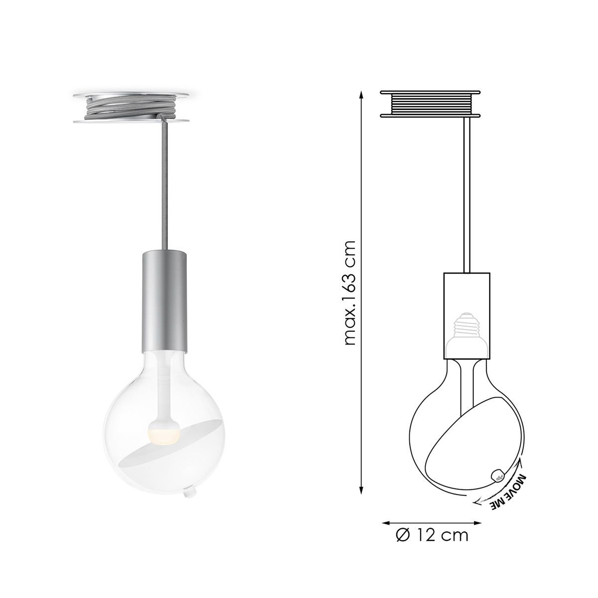 Home Sweet Home Hanging lamp Move Me - Pulley Sphere 5.5W 2700K gray-white