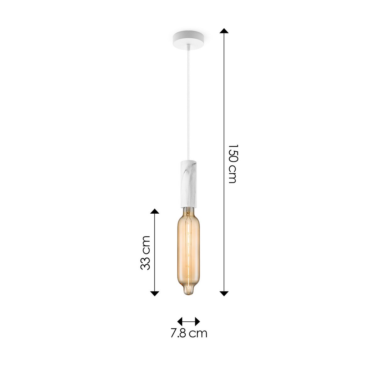 Home Sweet Home hanging lamp Marble Saga Tube - G125 - dimmable E27 amber