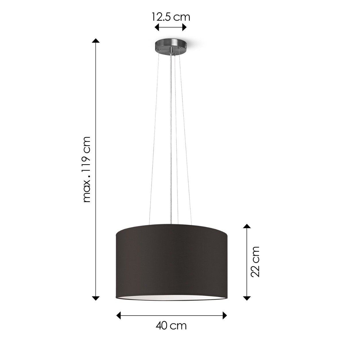 Home Sweet Home hanging lamp Hover with lampshade, E27, chocolate, 40cm