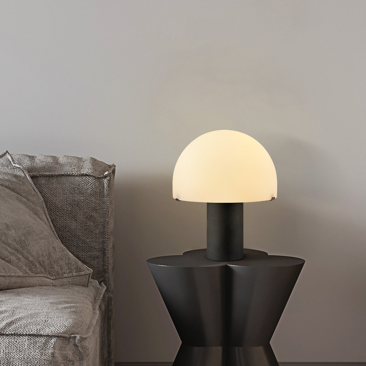 Home Sweet Home Table Lamp Mushroom Black - Bedside Lamp - Glass and Metal