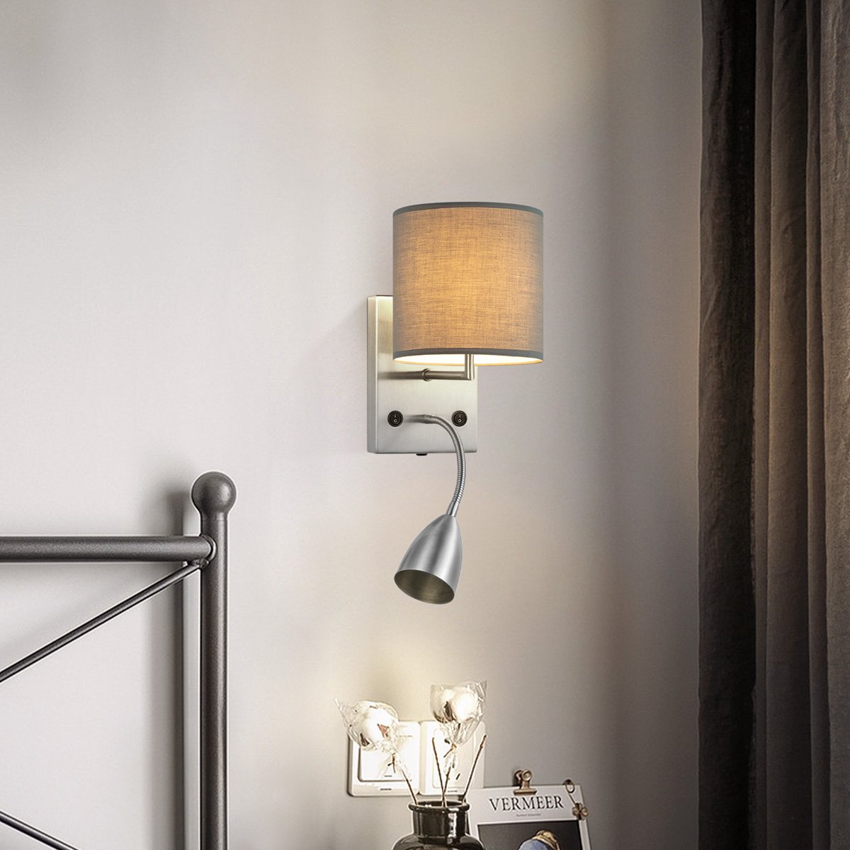 Home Sweet Home Wall Lamp - Read, LED Reading Lamp, E27, gray 16cm