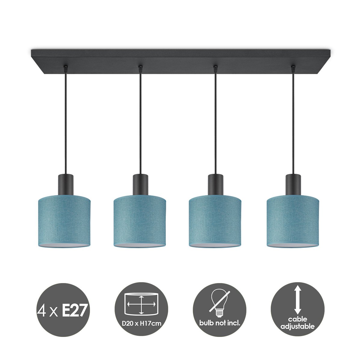 Home Sweet Home hanging lamp Canvas-Xxl Bar 4L-Petrol Blue-20cm