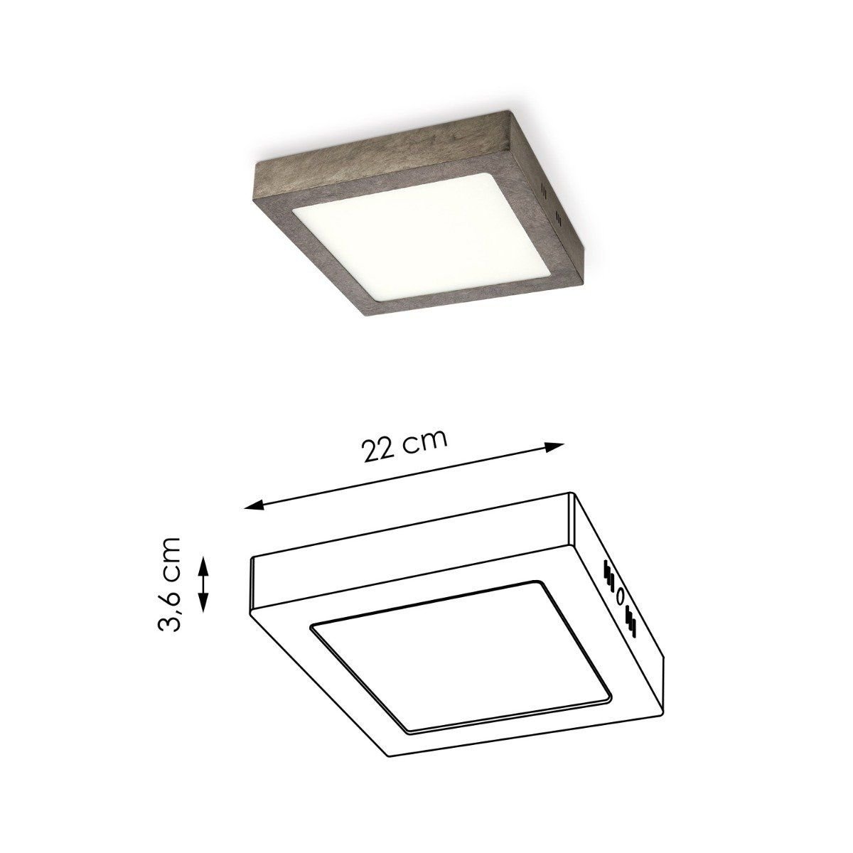 Home Sweet Home LED Ceiling Lamp Ska - Anthracite - Square 22/22/3.6cm