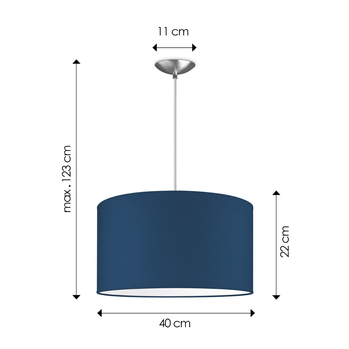 Home Sweet Home hanging lamp Bling with lampshade, E27, dark blue, 40cm