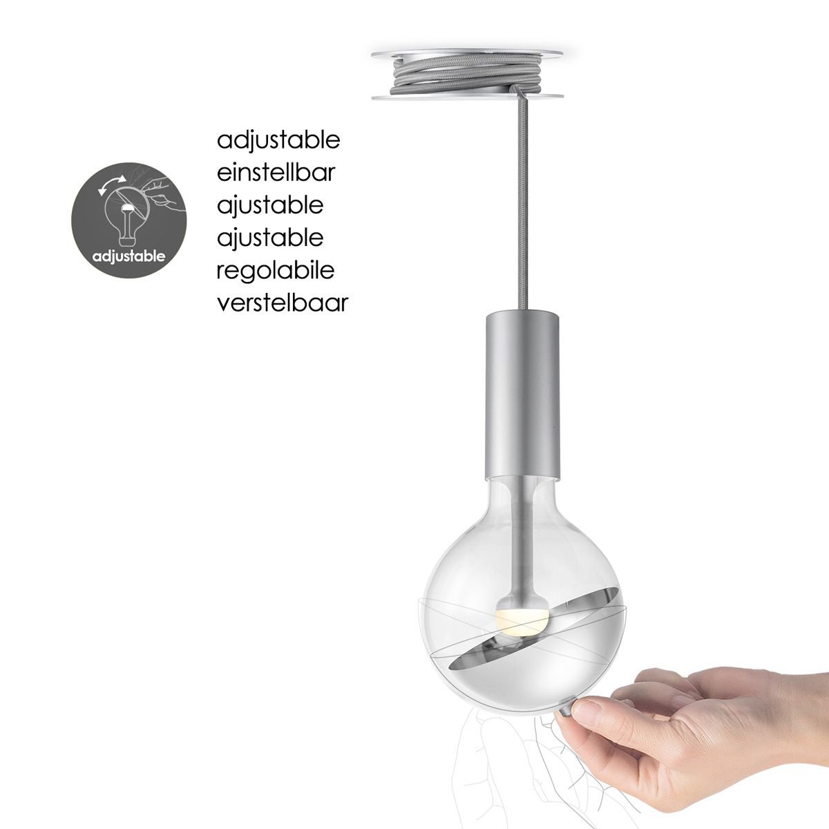 Home Sweet Home Hanging lamp Move Me - Pulley Sphere 5.5W 2700K silver