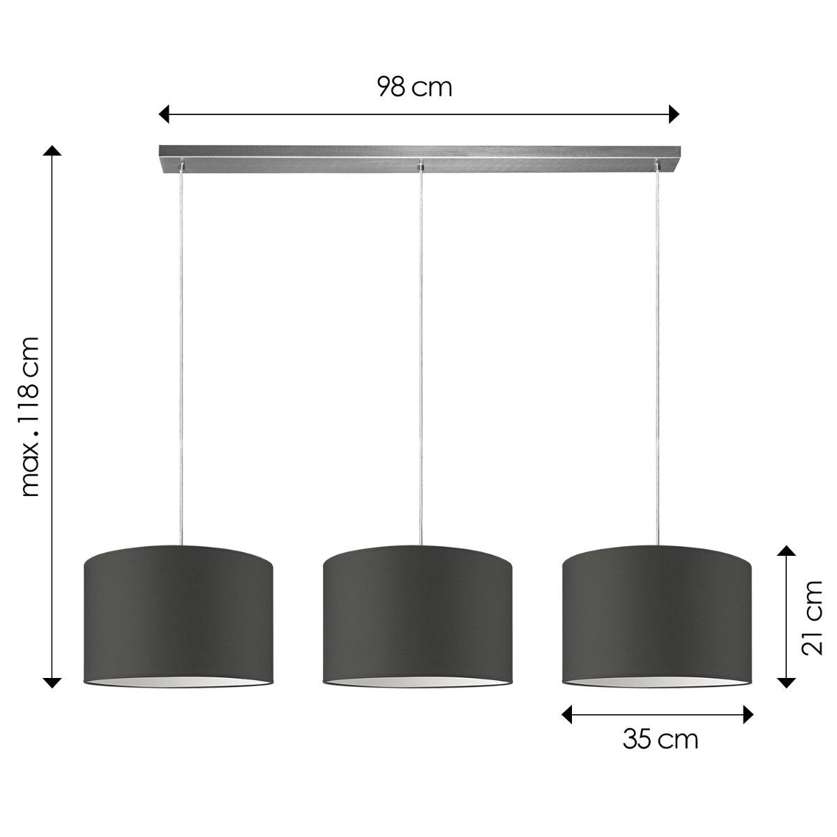 Home Sweet Home hanging lamp Beam 3L, anthracite Lampshade, 35cm