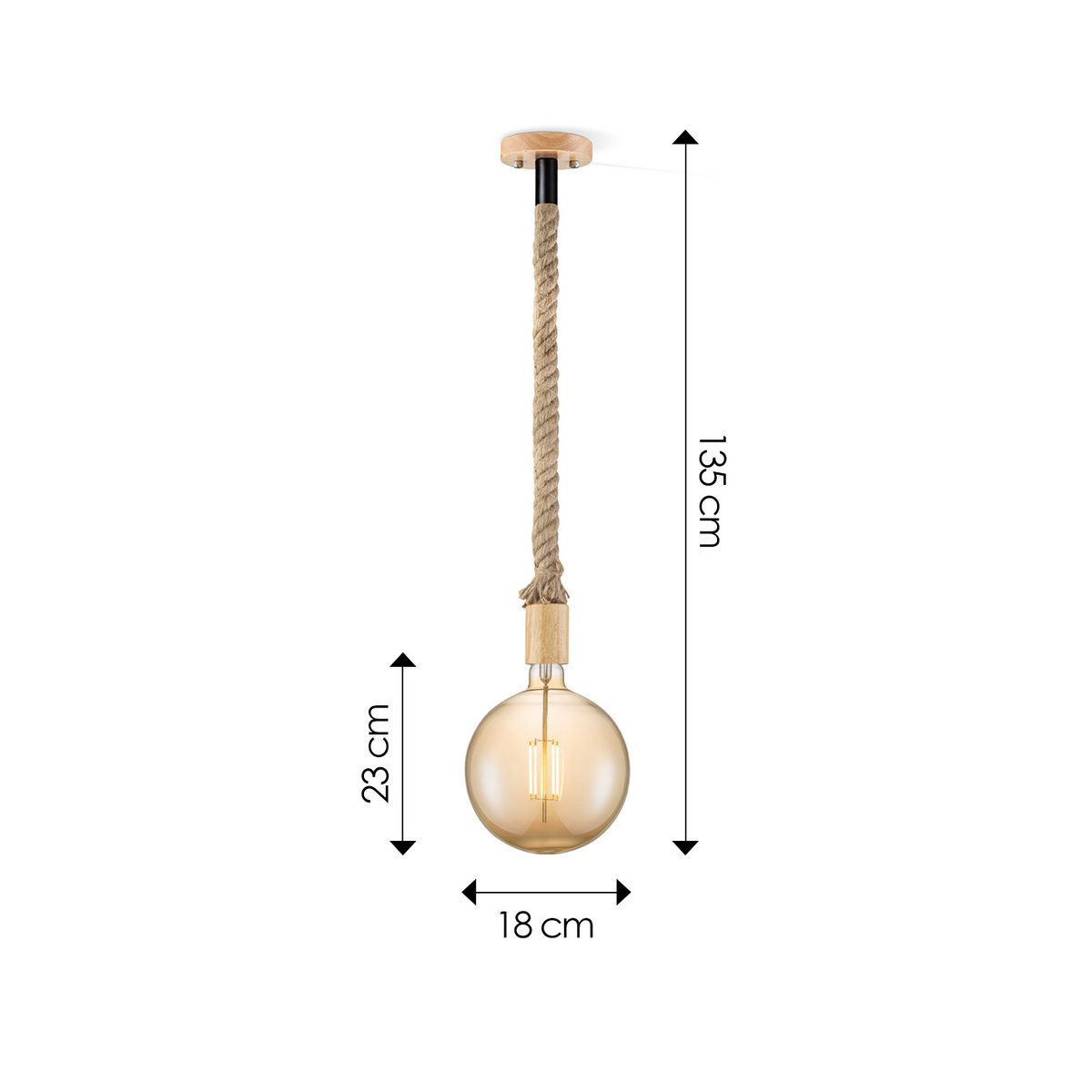 Home Sweet Home hanging lamp Leonardo Globe - G180 - dimmable E27 amber