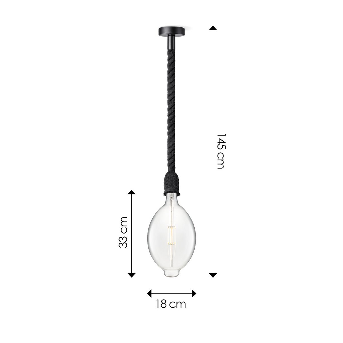 Home Sweet Home hanging lamp black Leonardo Oval G180 dimmable E27 clear