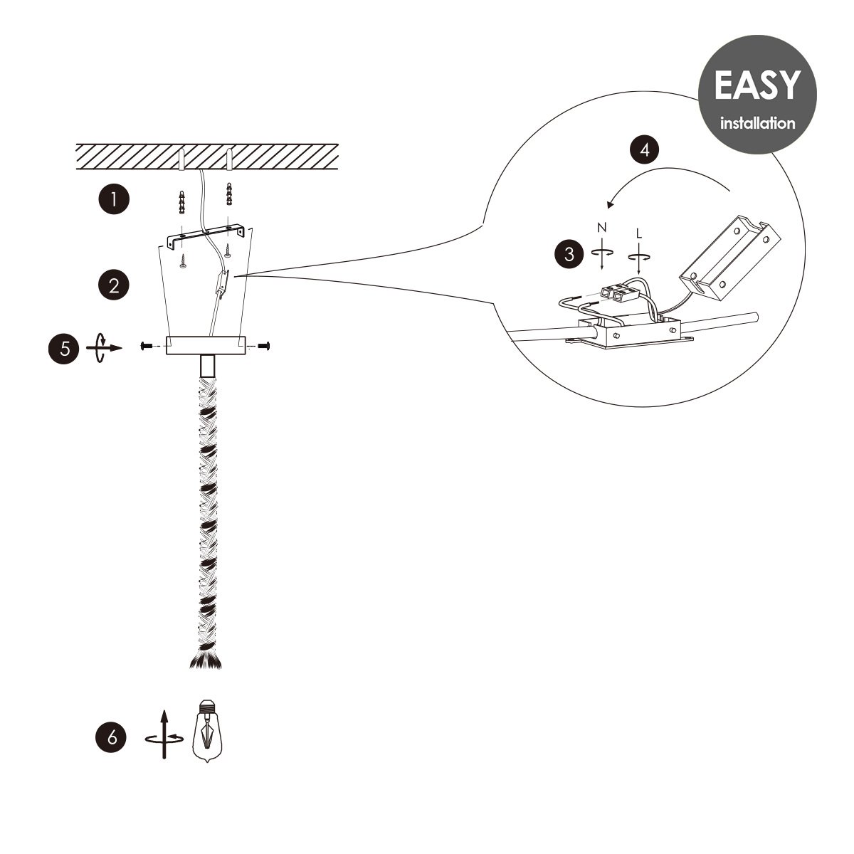 Home Sweet Home hanglamp wit Leonardo - G125 - dimbaar E27 helder