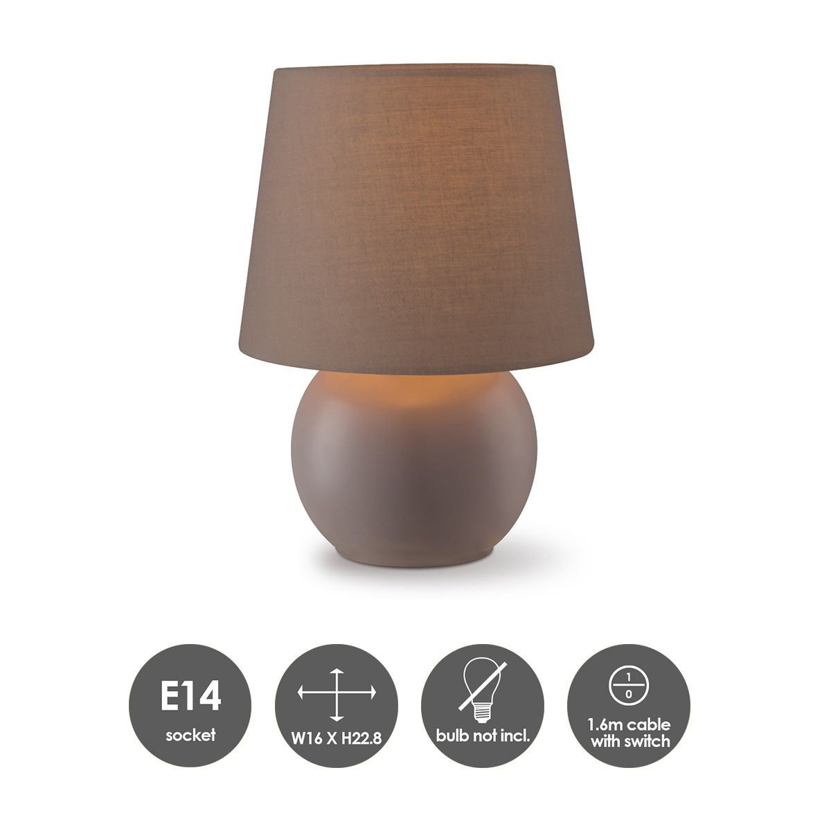 Home Sweet Home Modern Table Lamp Isla Brown - 16/16/23cm - Bedside lamp