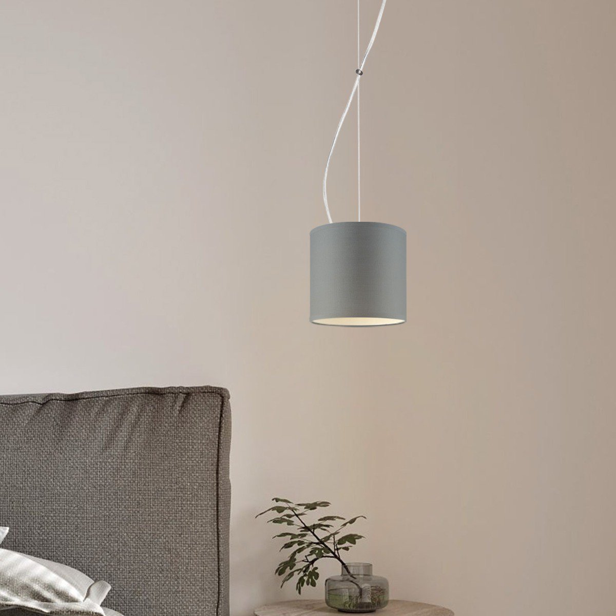 Home Sweet Home hanging lamp Deluxe with lampshade, E27, gray, 16cm