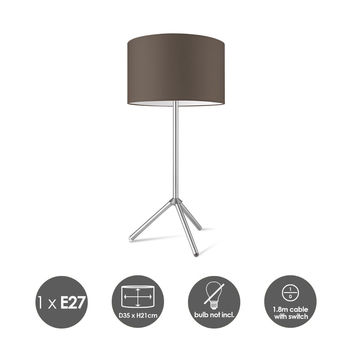 Home Sweet Home Table lamp Bling - Karma, E27, taupe, 35x35x45.5cm