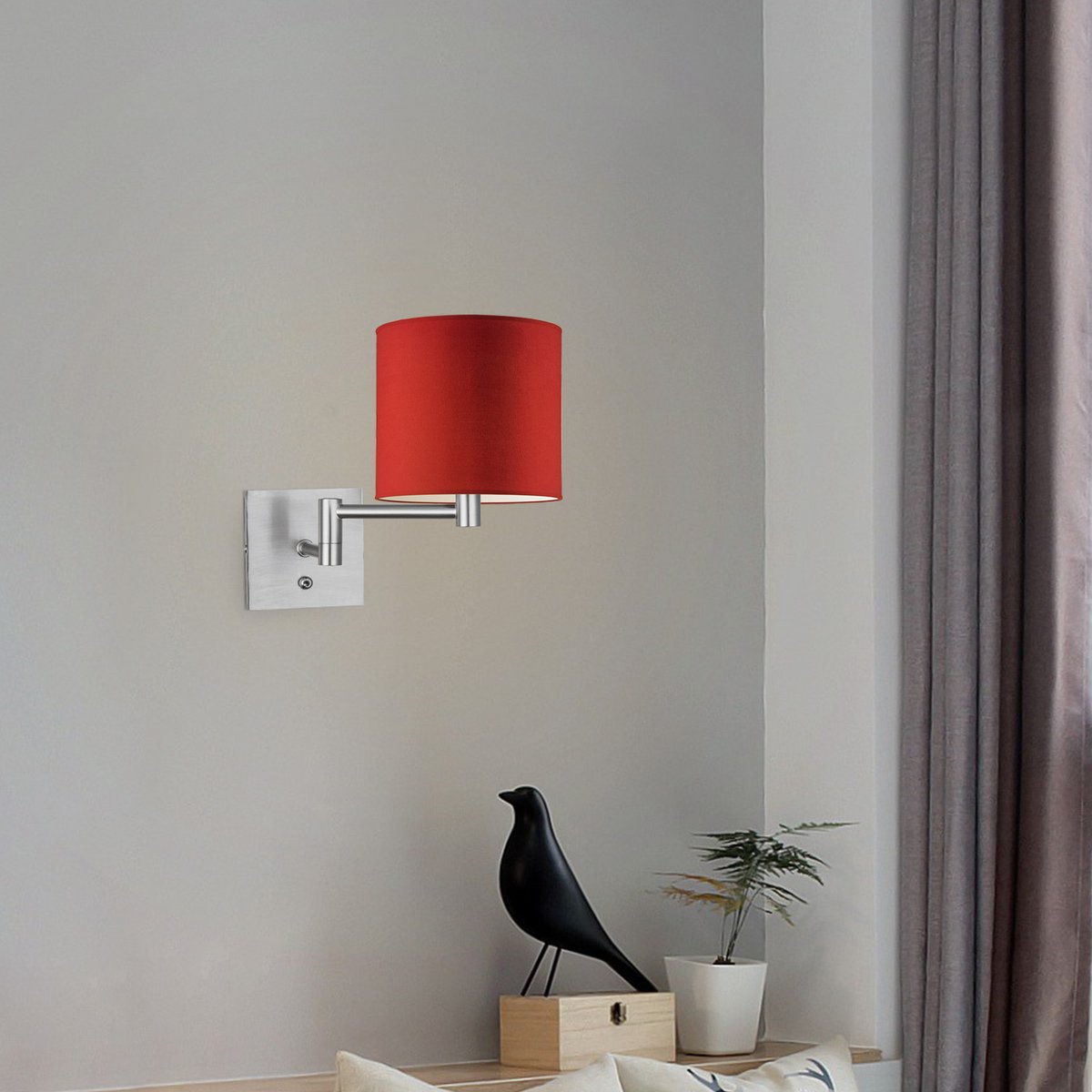 Home Sweet Home Wall Lamp - Swing, E27, red Lampshade 20x17cm